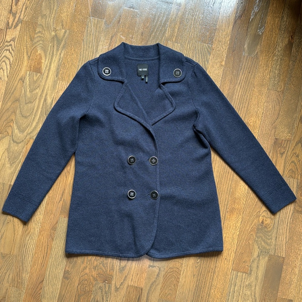 Navy Blue Nic+Zoe Sweater Knit Blazer/Jacket